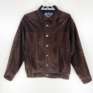 Hickey Freeman Jacket Brown Lined Leather Suede M